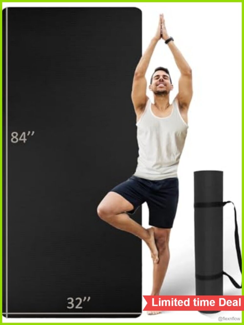 Extra Long & Wide Thick Yoga Mat 84x32 TPE Non Slip Double Sided with Strap